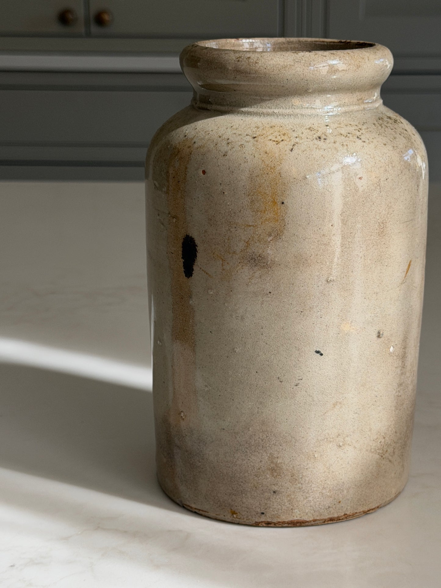 Green Grey French Stoneware pot