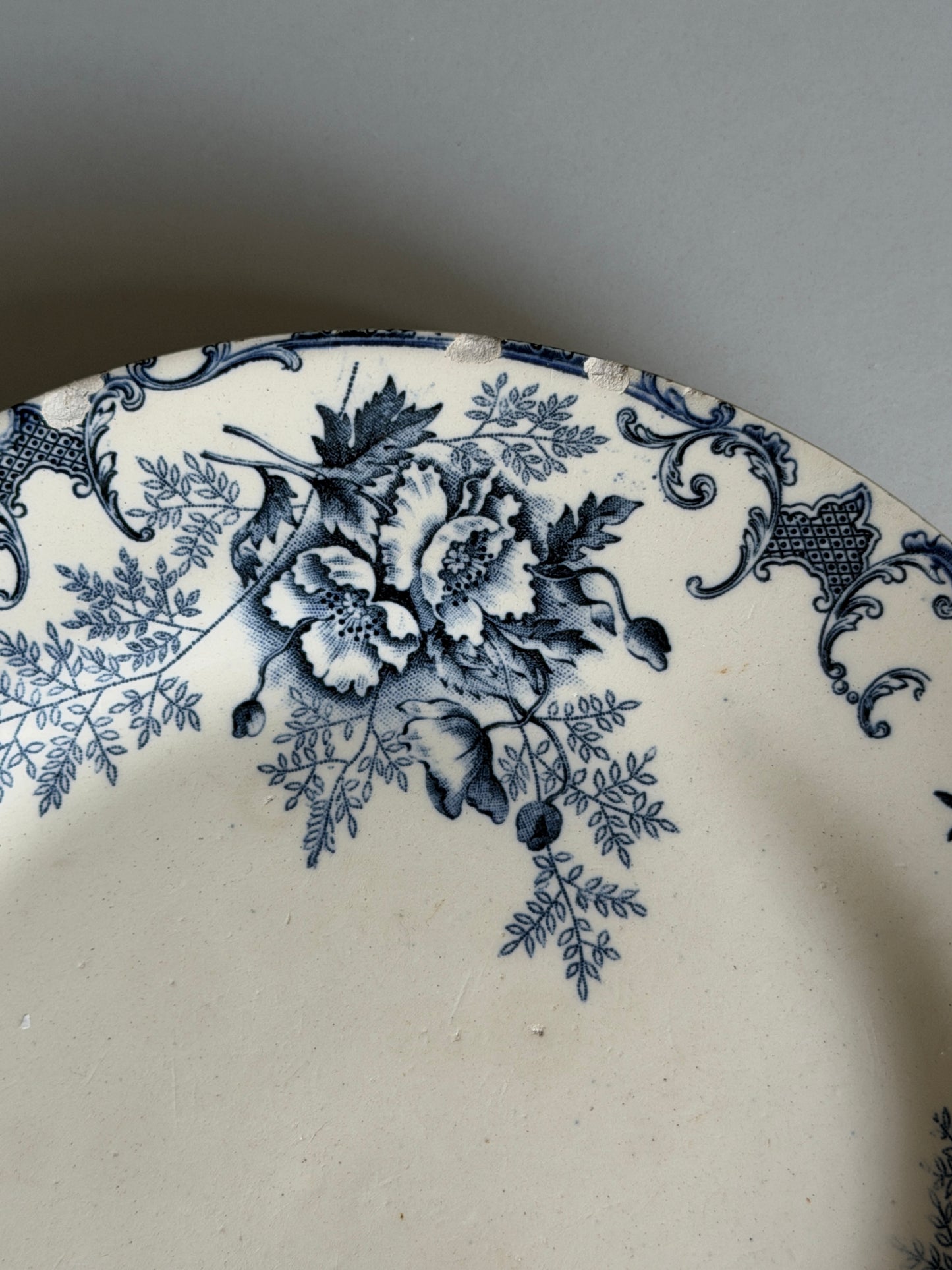 French Blue and White Floral Plate