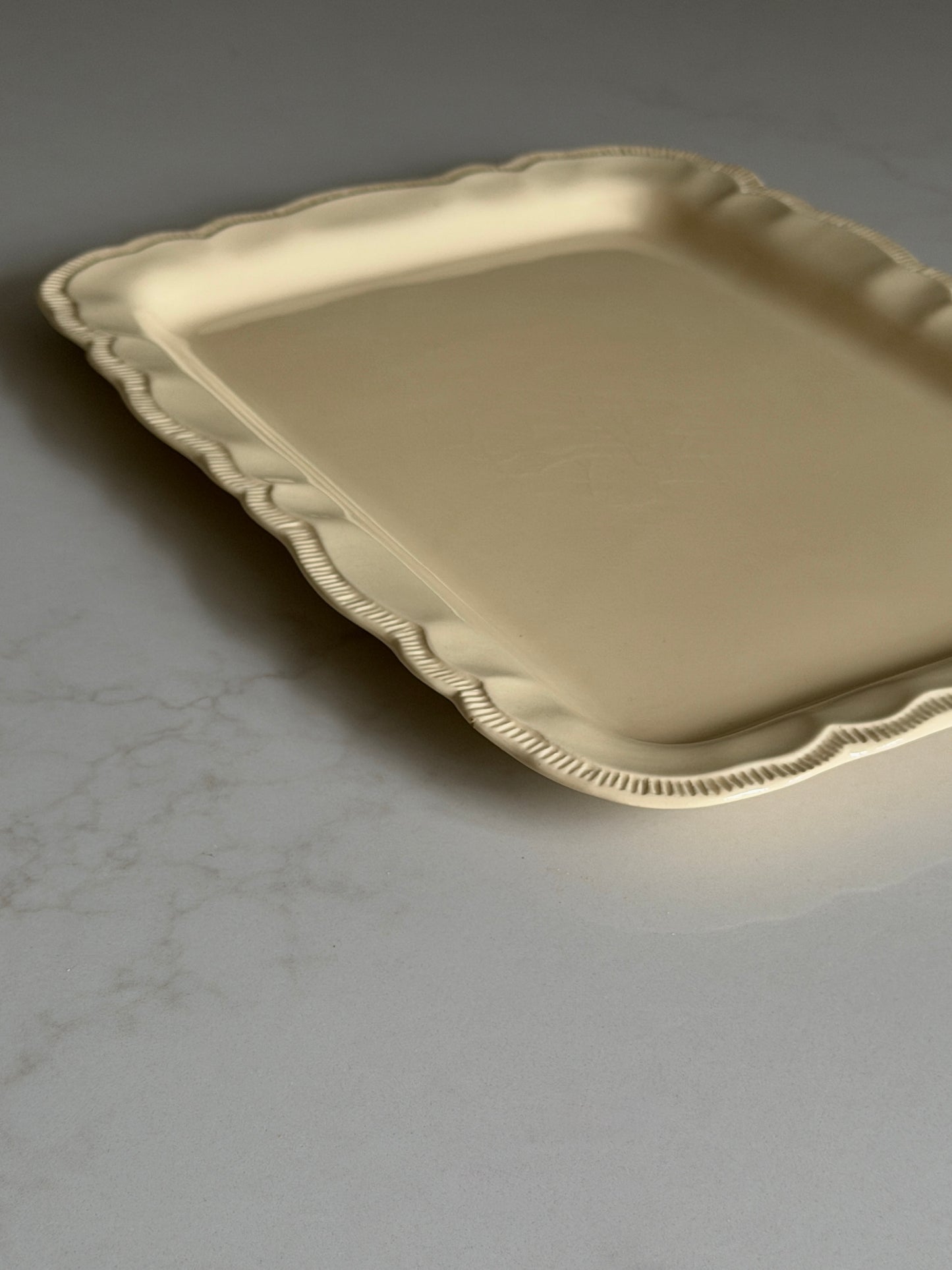 Butter Yellow French scalloped Rectangular Platter
