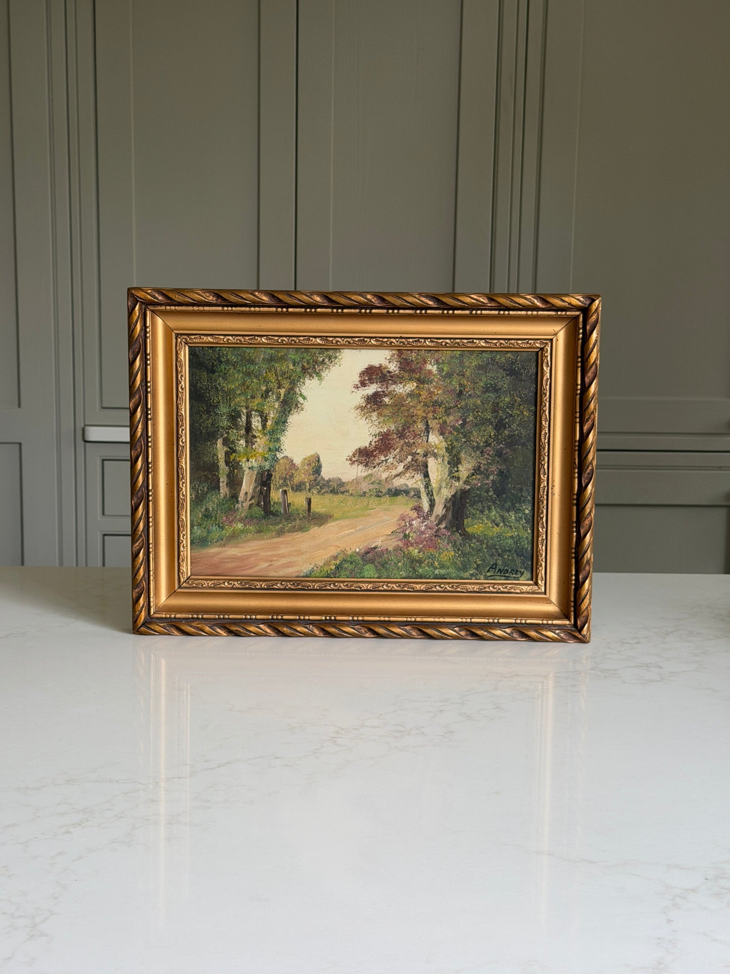 Signed Woodland Oil Painting in an Ornate Gilt Frame