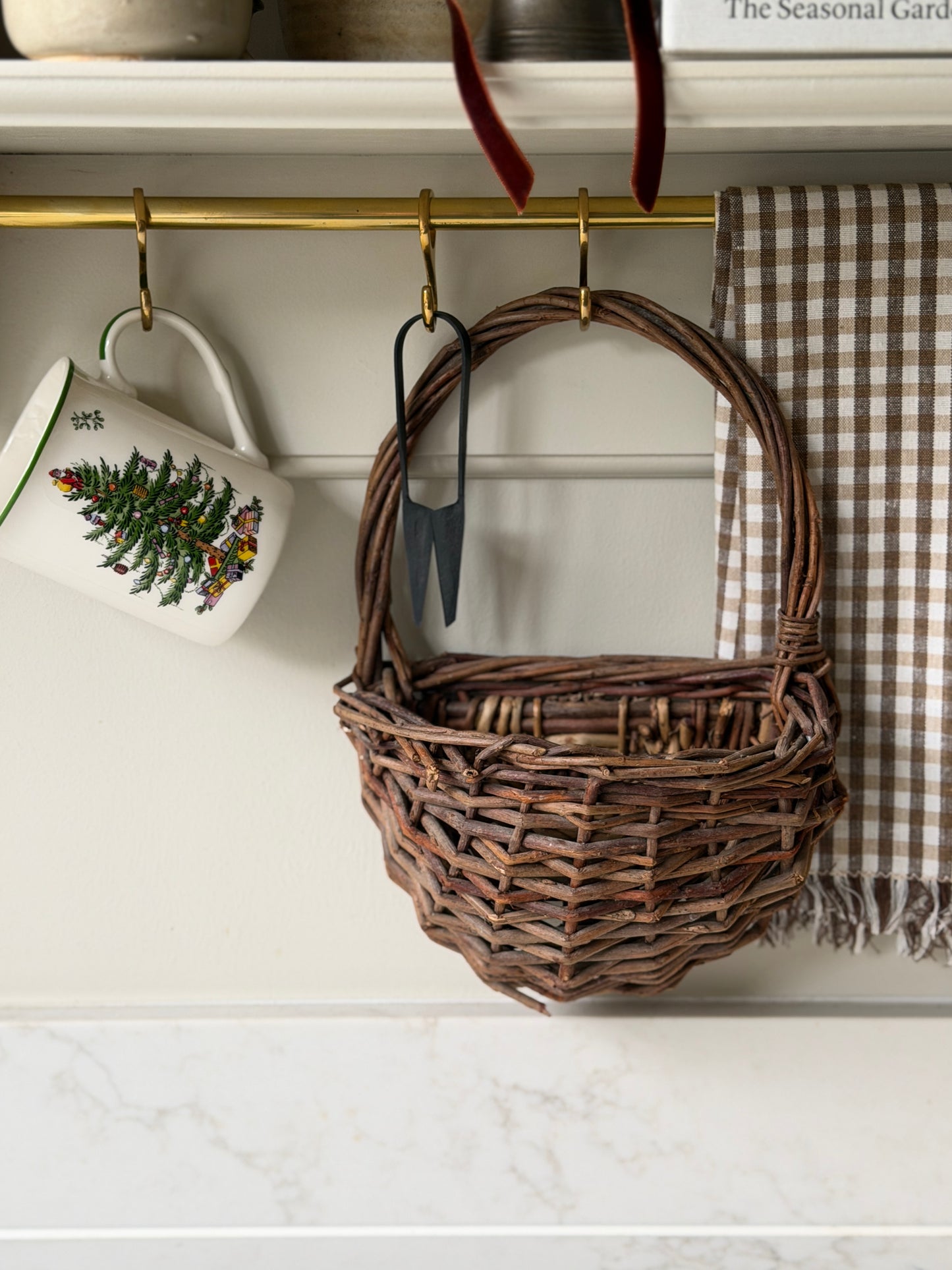 Small Dark Wall-Hung Wicker Basket