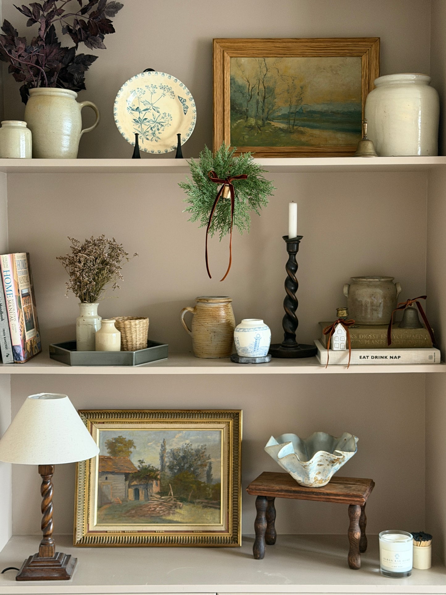 French Plate with Turquoise Botanical & Butterfly Design