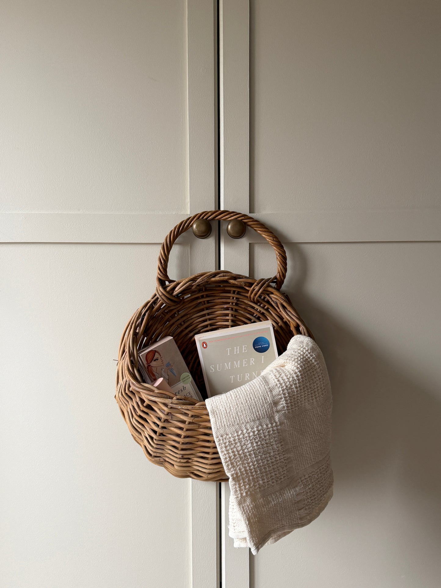 Large Wall-Hung Wicker Basket
