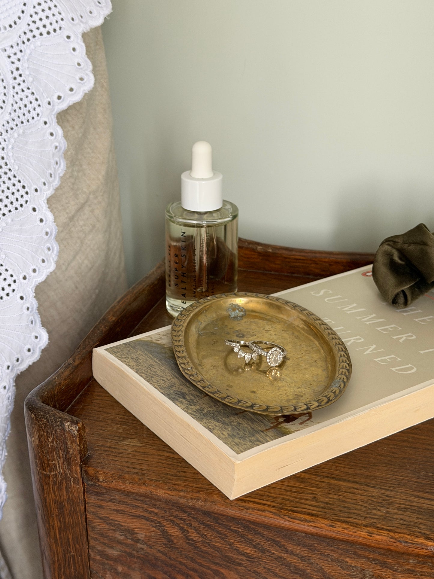 Oval French brass trinket tray