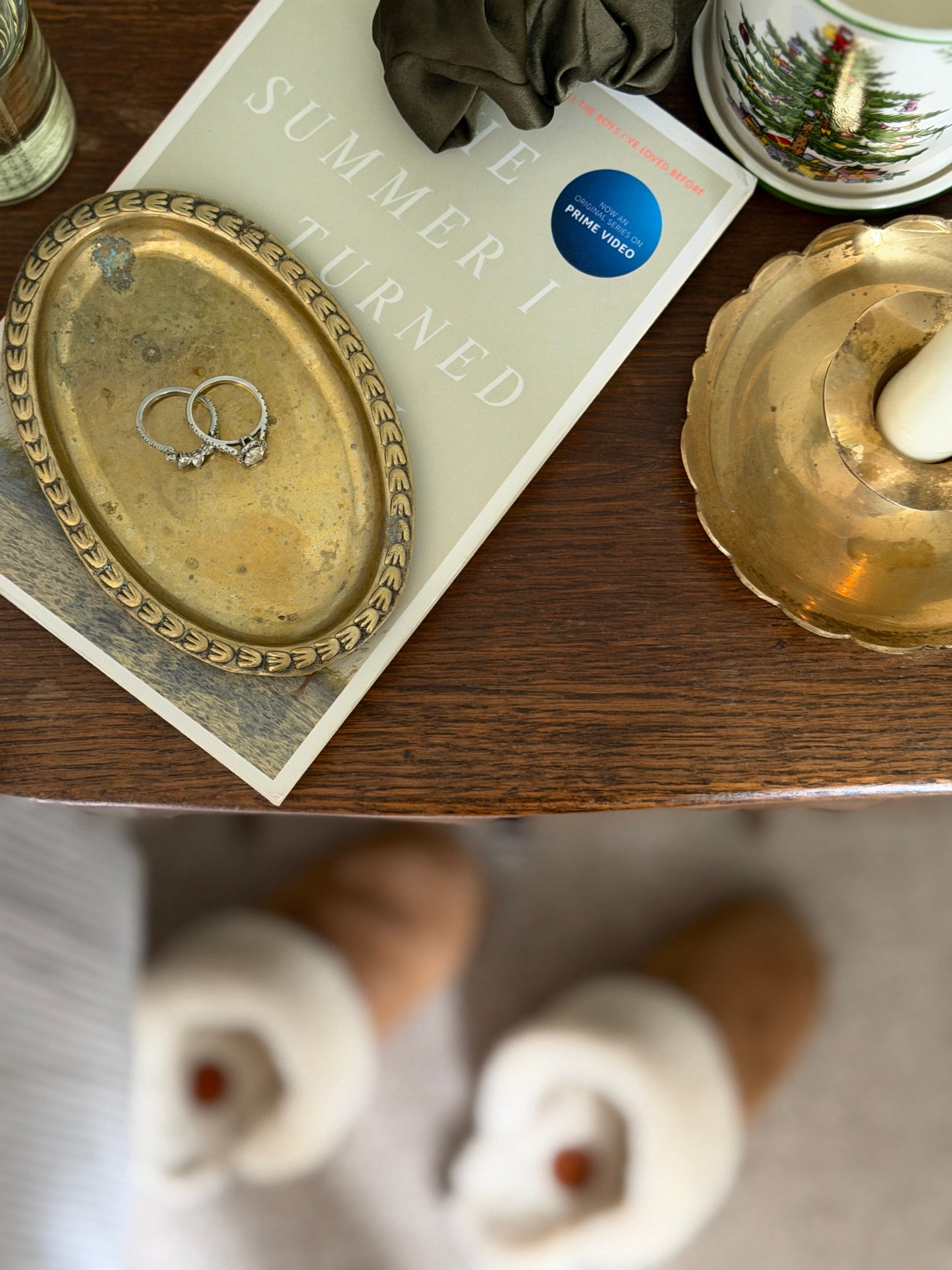 Oval French brass trinket tray