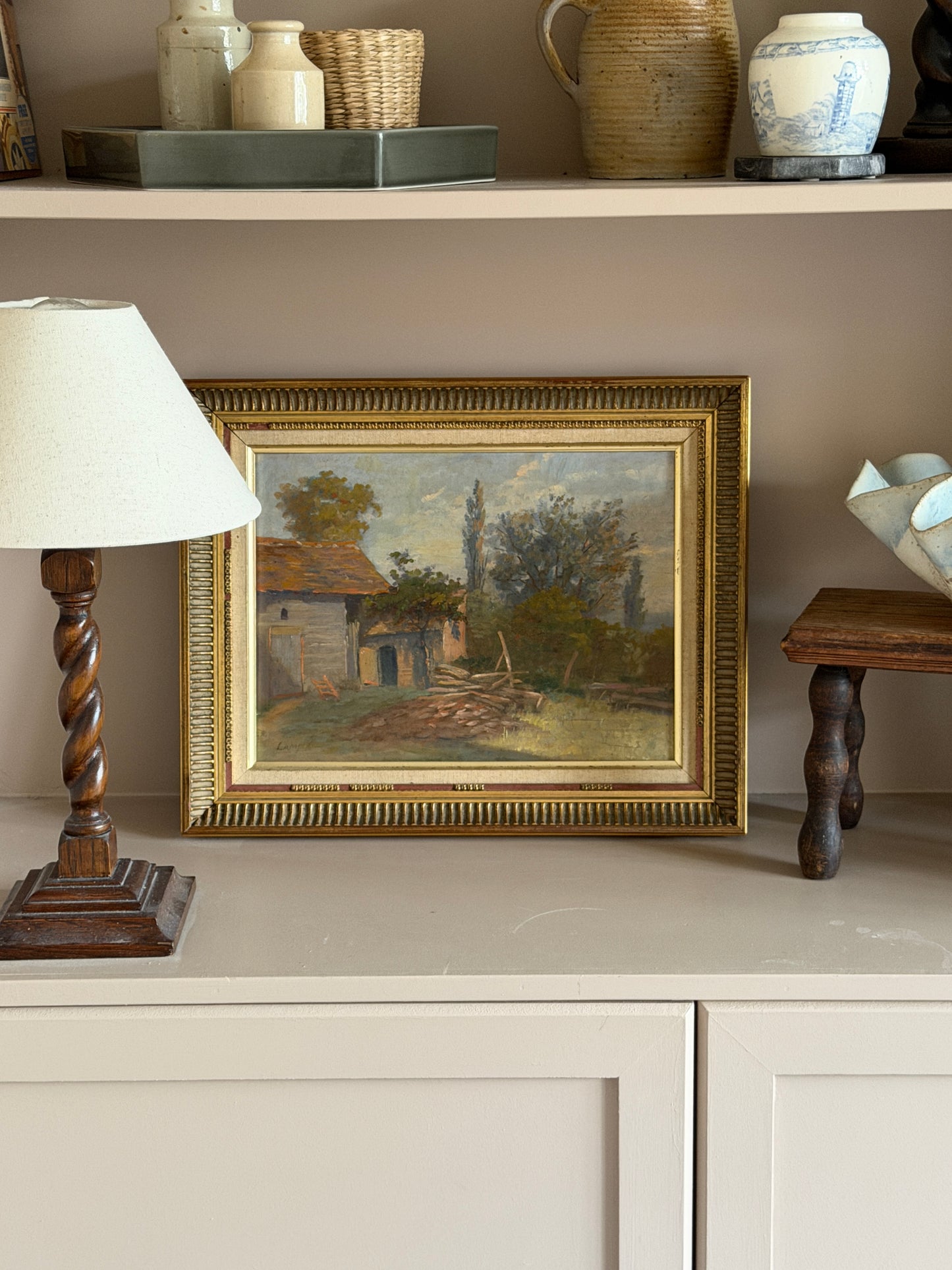 French Signed & Framed Rural Landsape Oil Painting