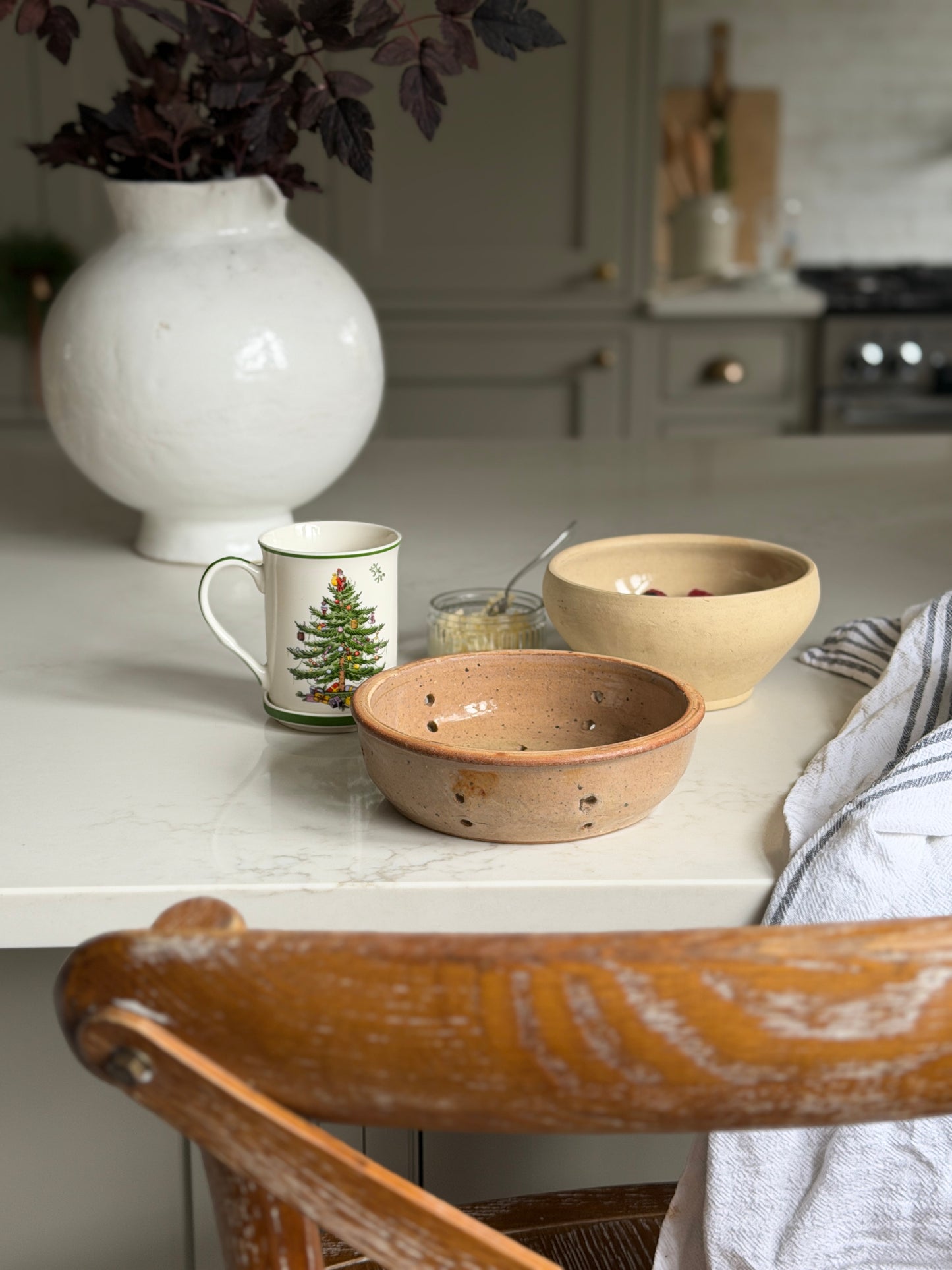 Half-Glazed French Provincial Stoneware Bowls