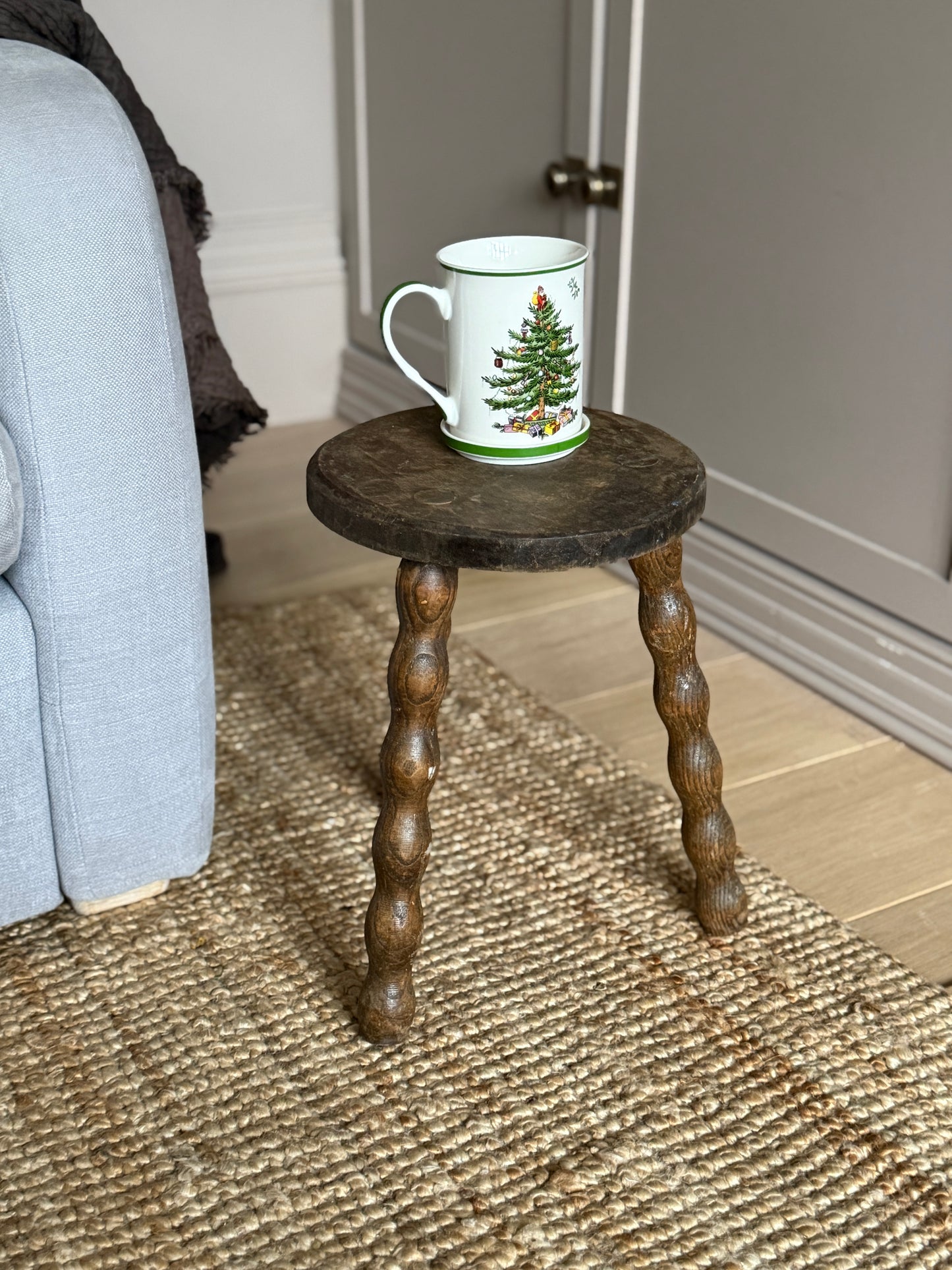 Small Round French Bobbin Milking Stool
