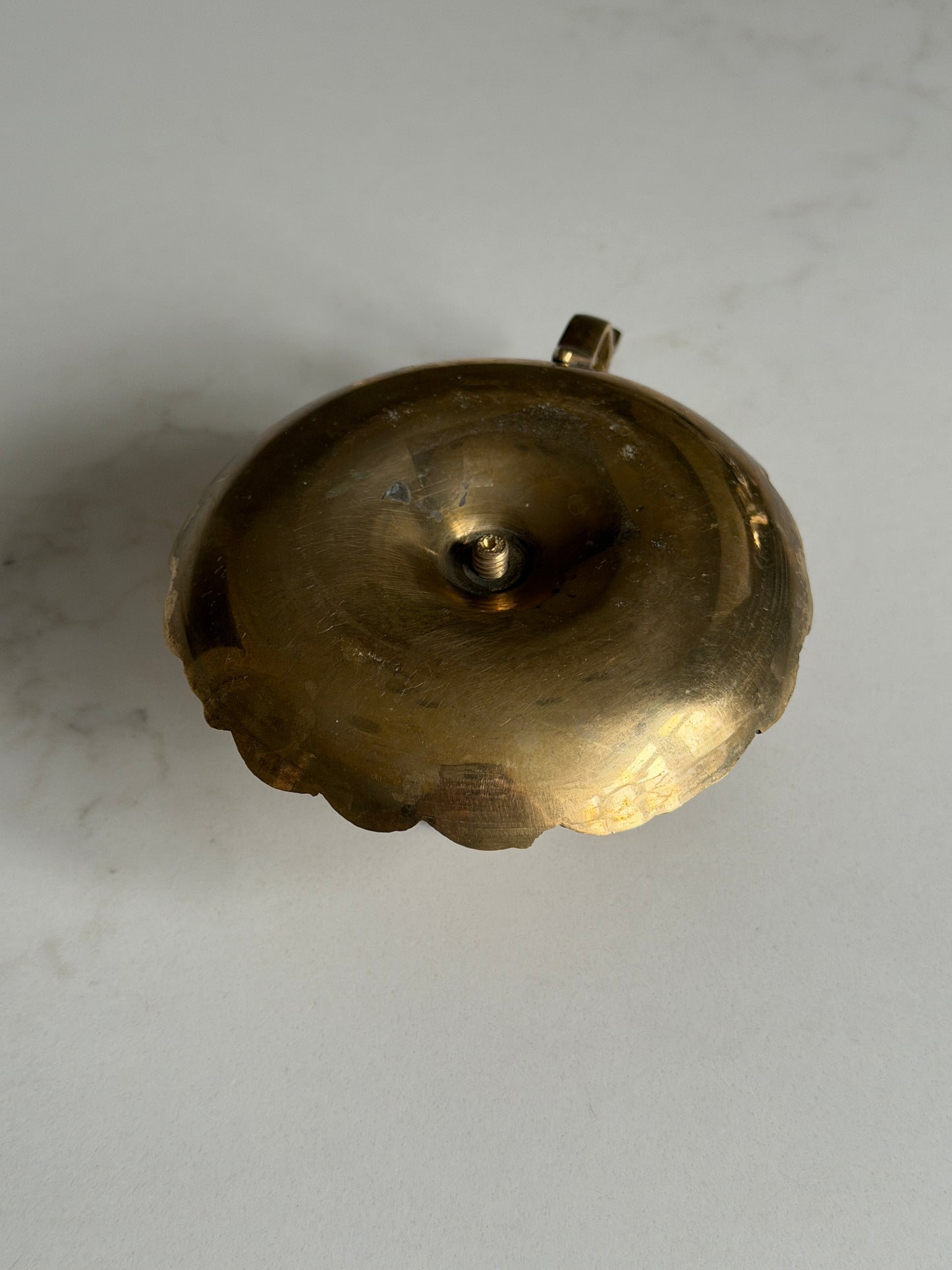 Scalloped Antique Brass Candlestick Holder