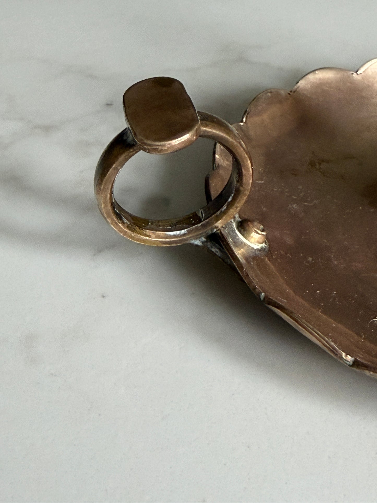 Scalloped Rose Gold Antique Brass Candlestick Holder