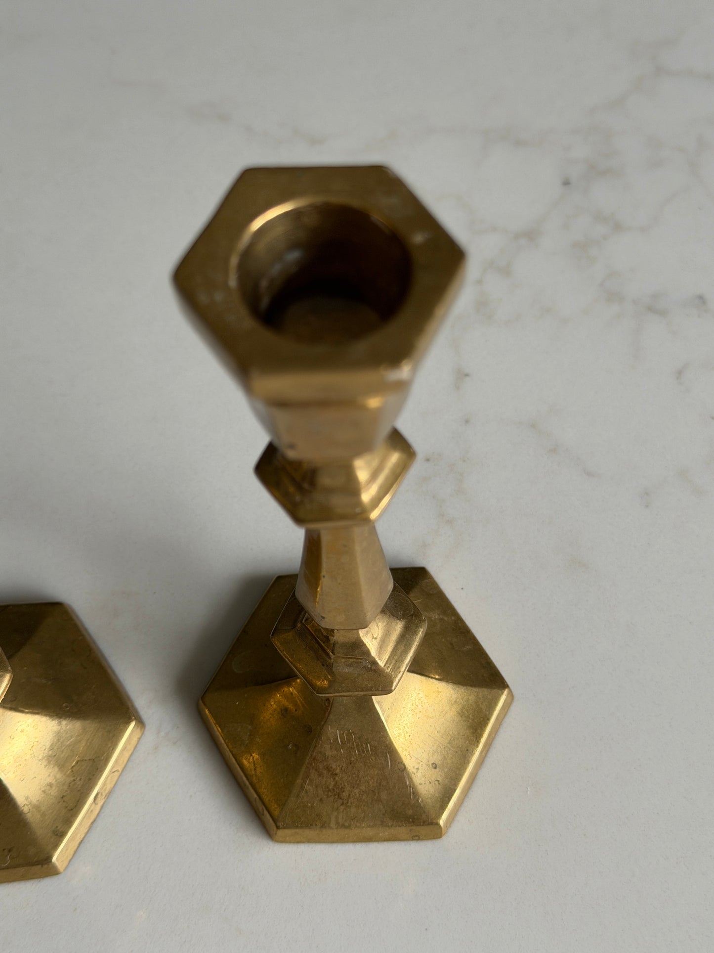 Pair of Antique Brass Candlestick Holders