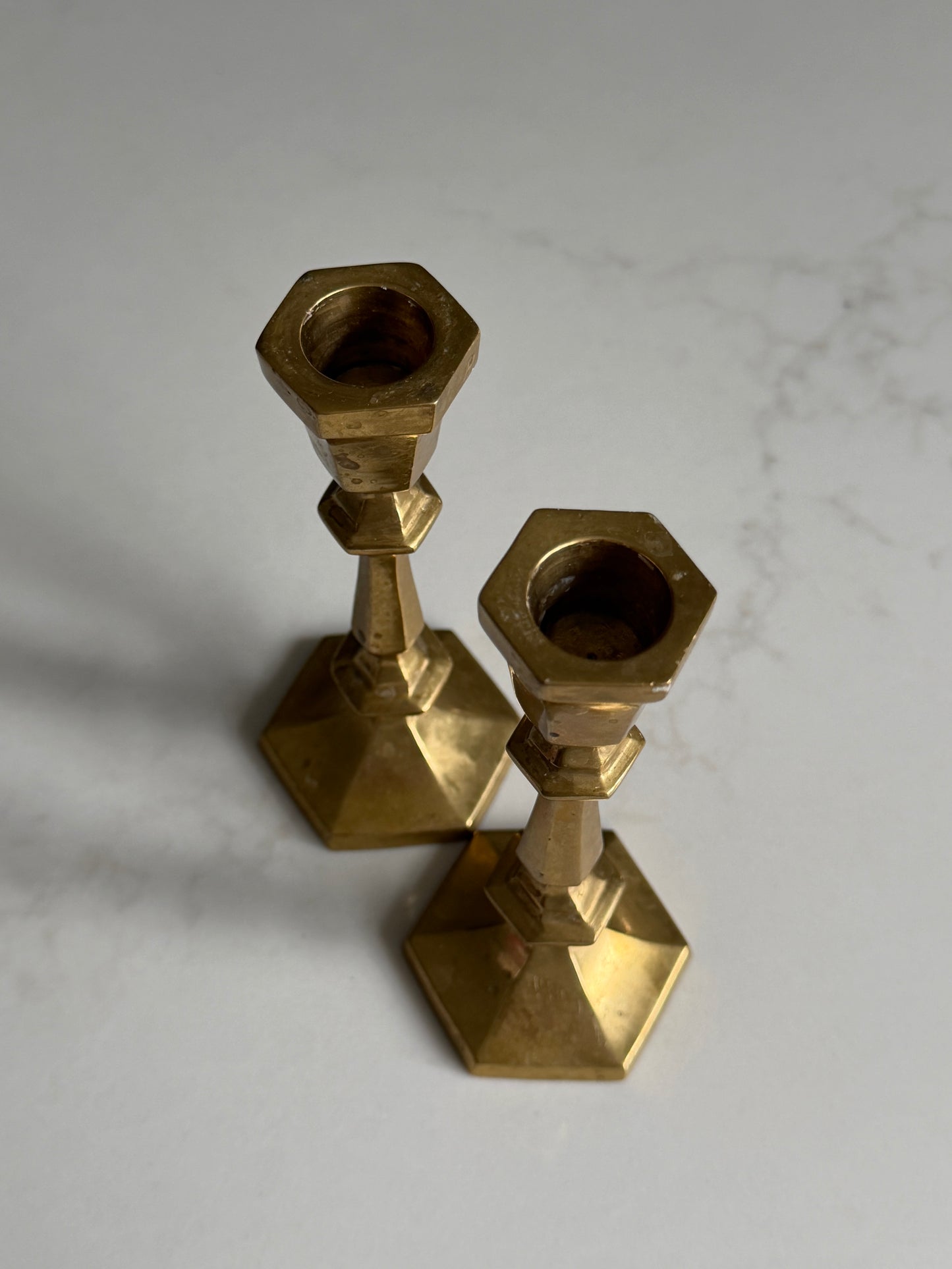 Pair of Antique Brass Candlestick Holders