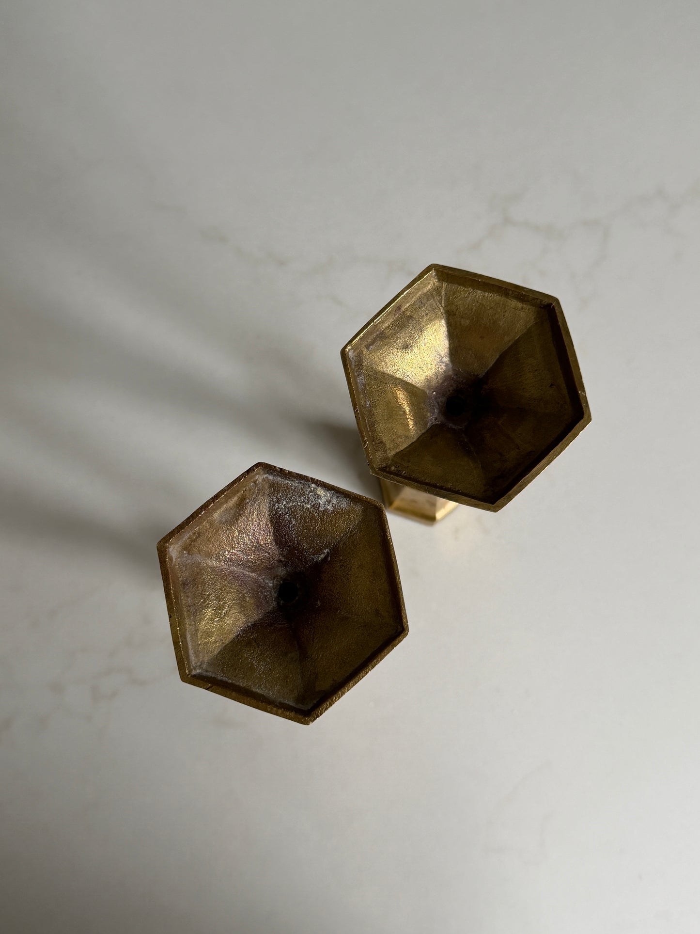 Pair of Antique Brass Candlestick Holders