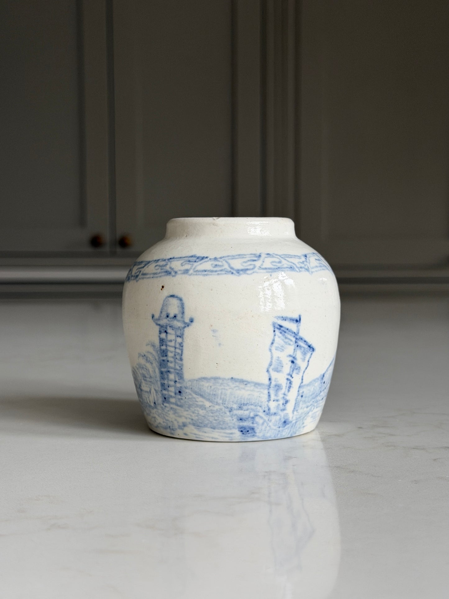 Chinese Painted Ginger Jar - Blue & White