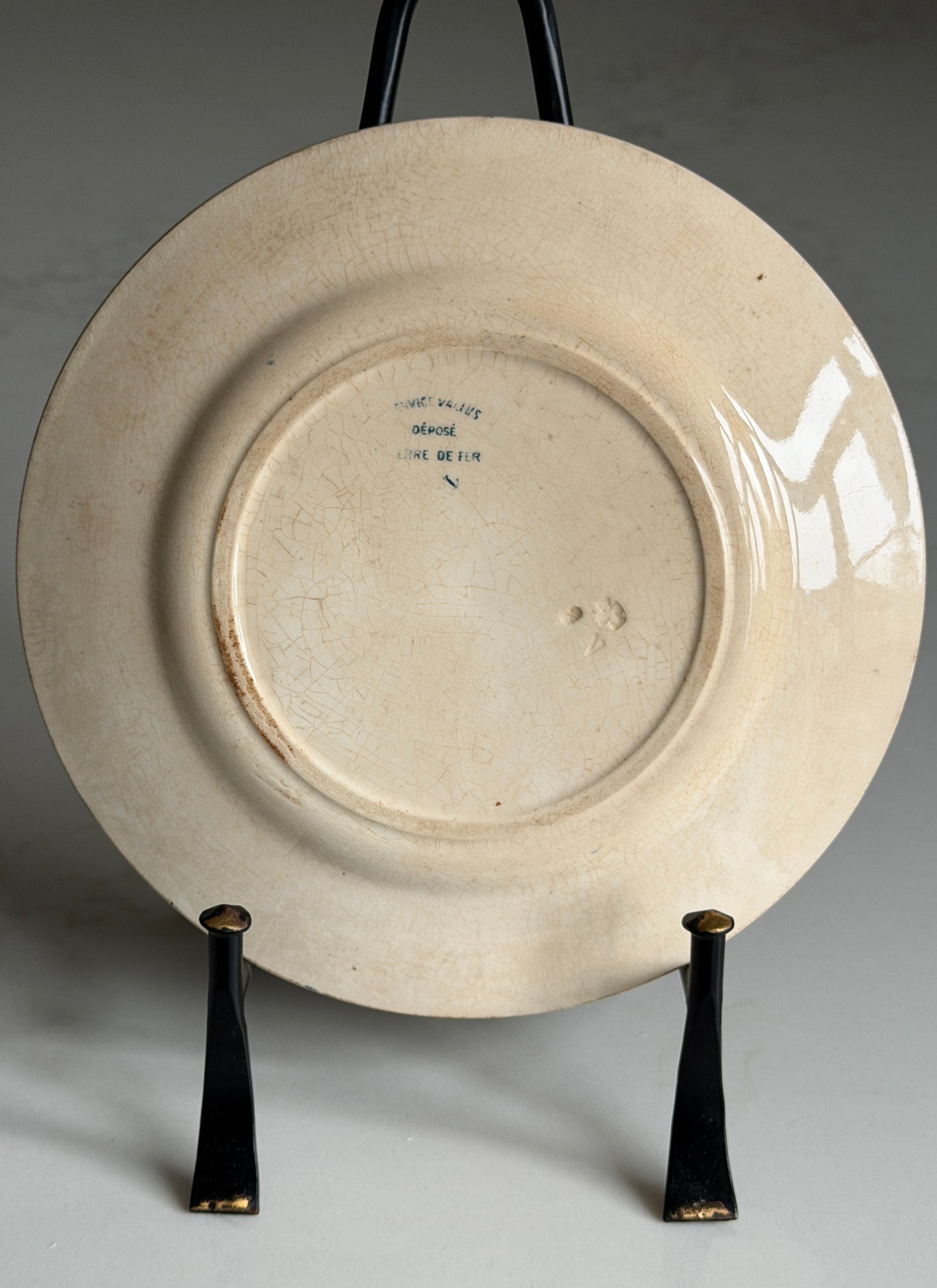 French Plate with Turquoise Botanical & Butterfly Design