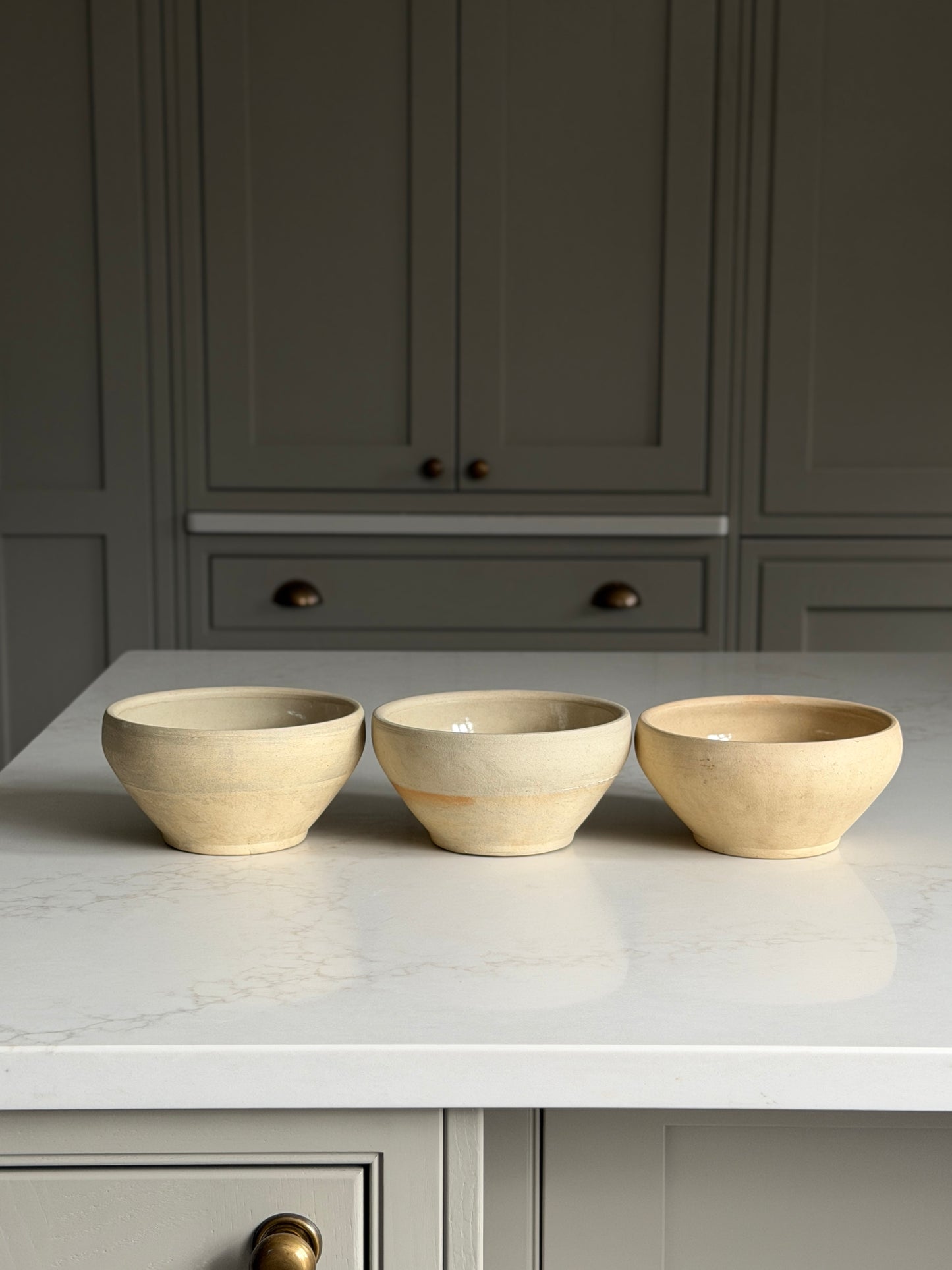Half-Glazed French Provincial Stoneware Bowls