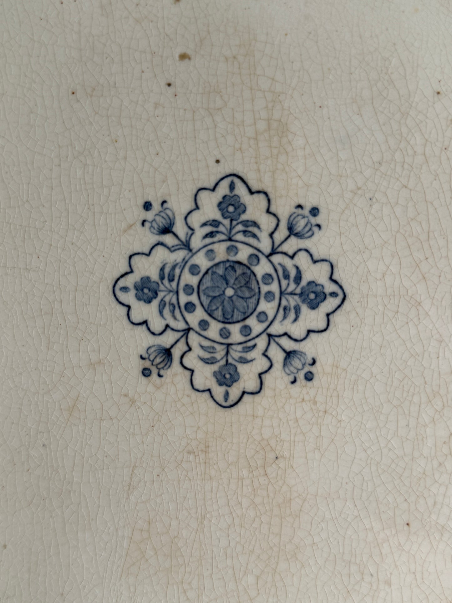 XL Oval White & Blue Floral French Platter