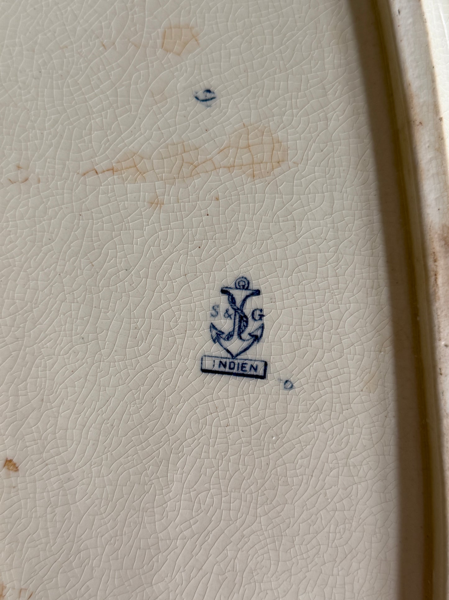 XL Oval White & Blue Floral French Platter