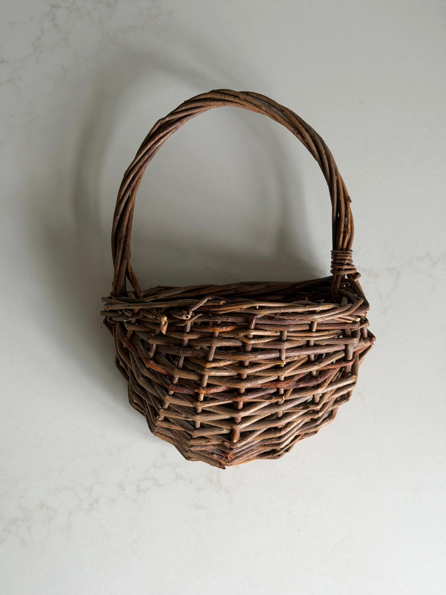 Small Dark Wall-Hung Wicker Basket