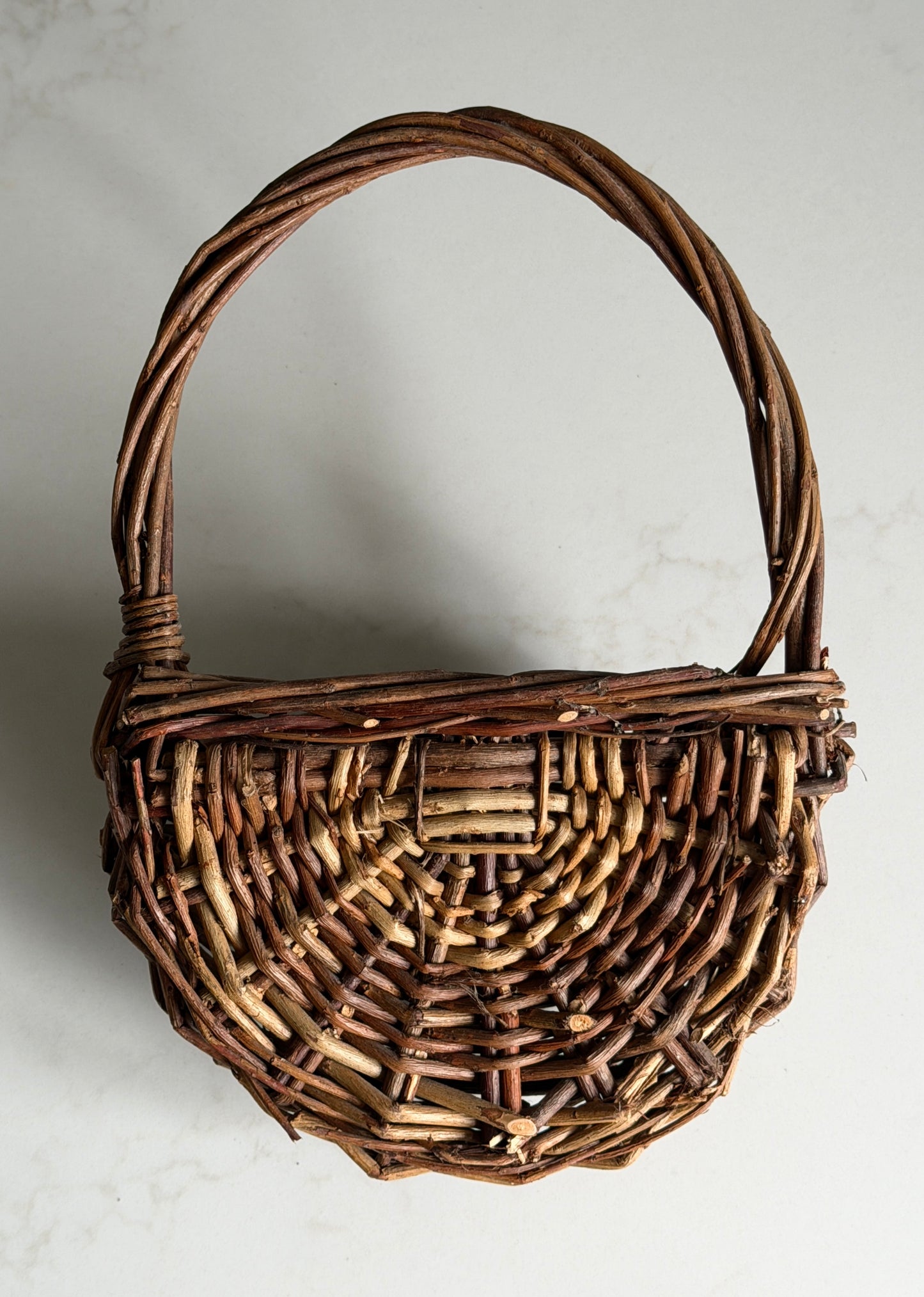 Small Dark Wall-Hung Wicker Basket