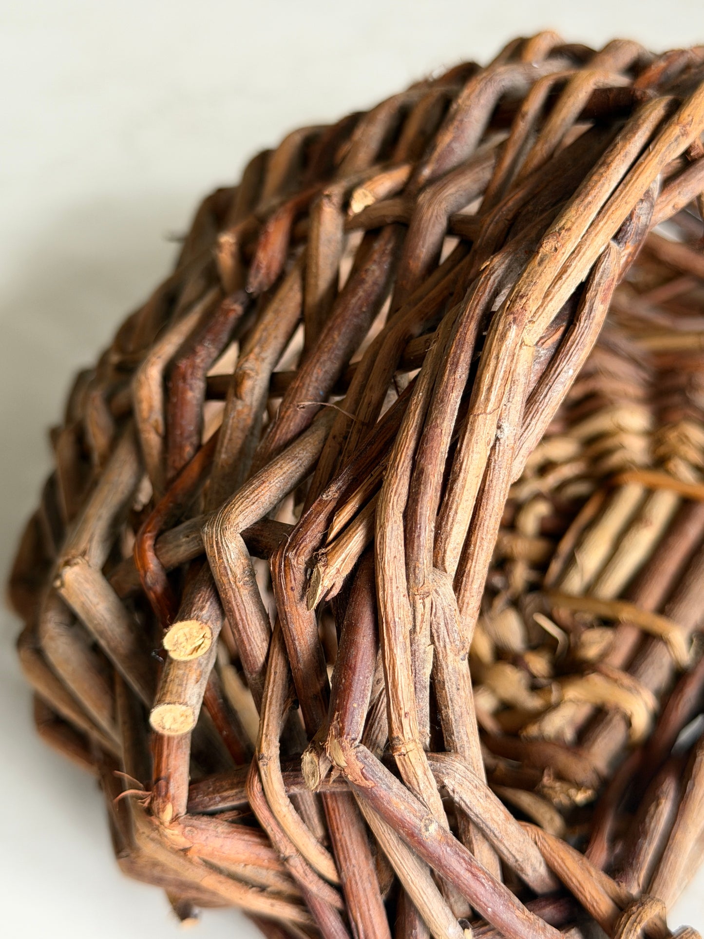 Small Dark Wall-Hung Wicker Basket