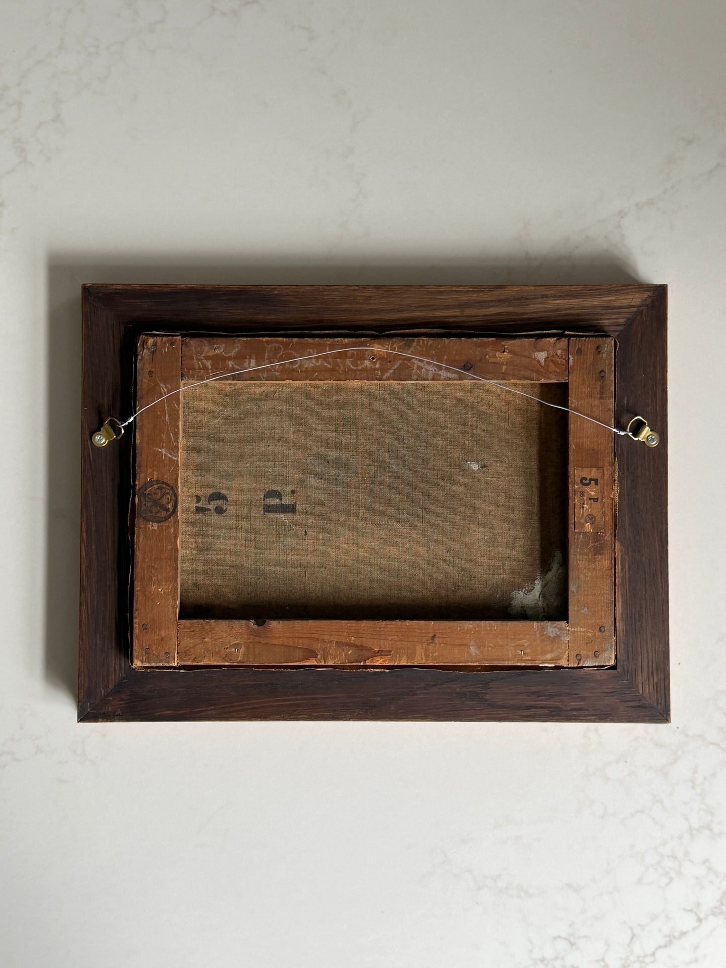 French Oak Framed River Scene Landsape Oil Painting