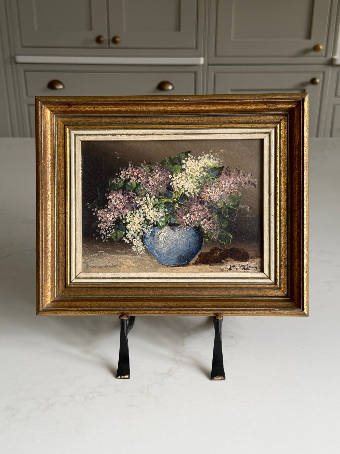 French Signed & Framed Moody Floral Study