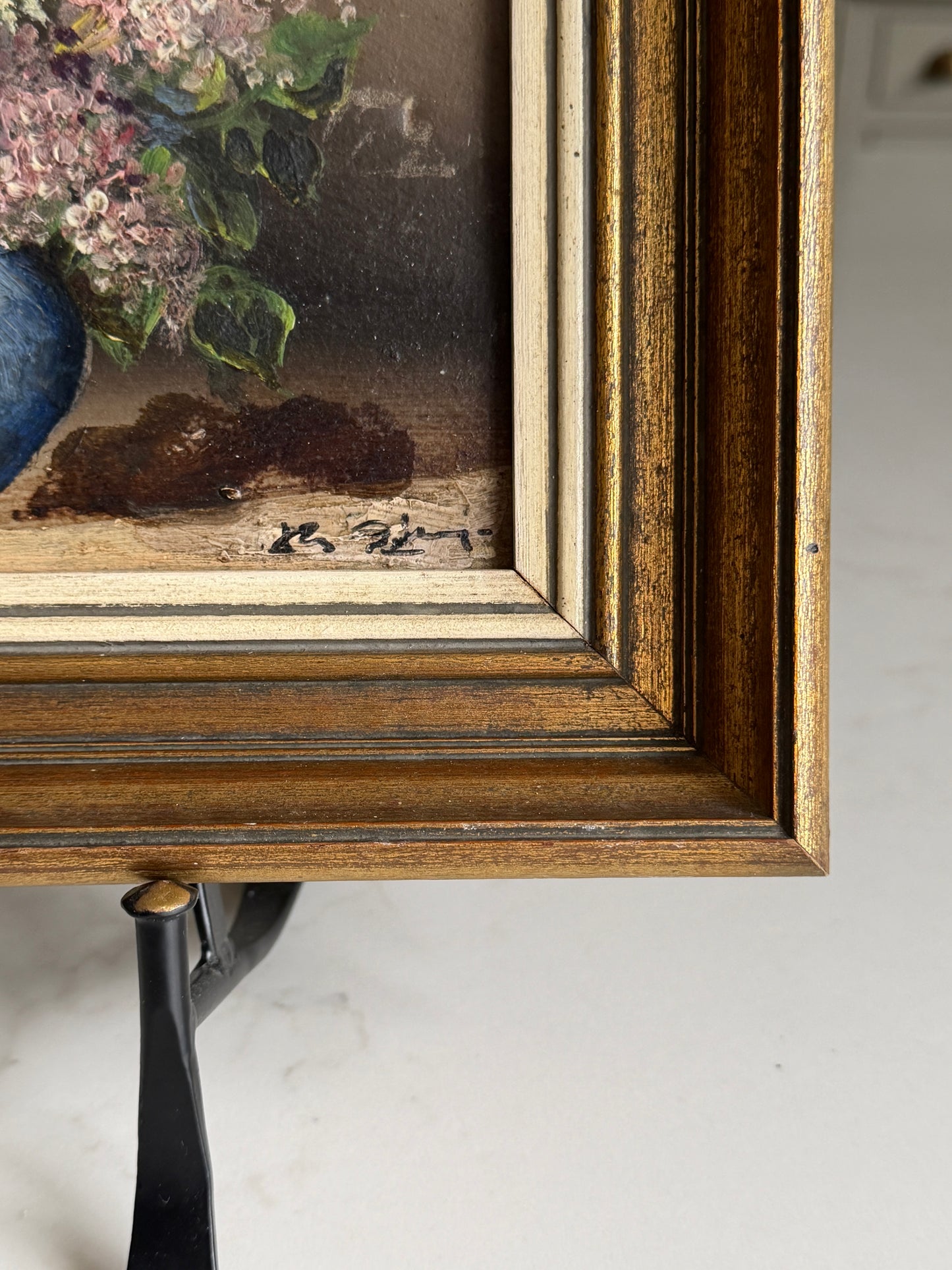 French Signed & Framed Moody Floral Study