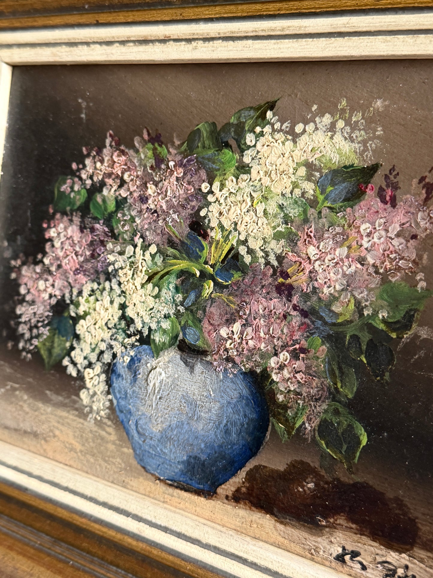 French Signed & Framed Moody Floral Study