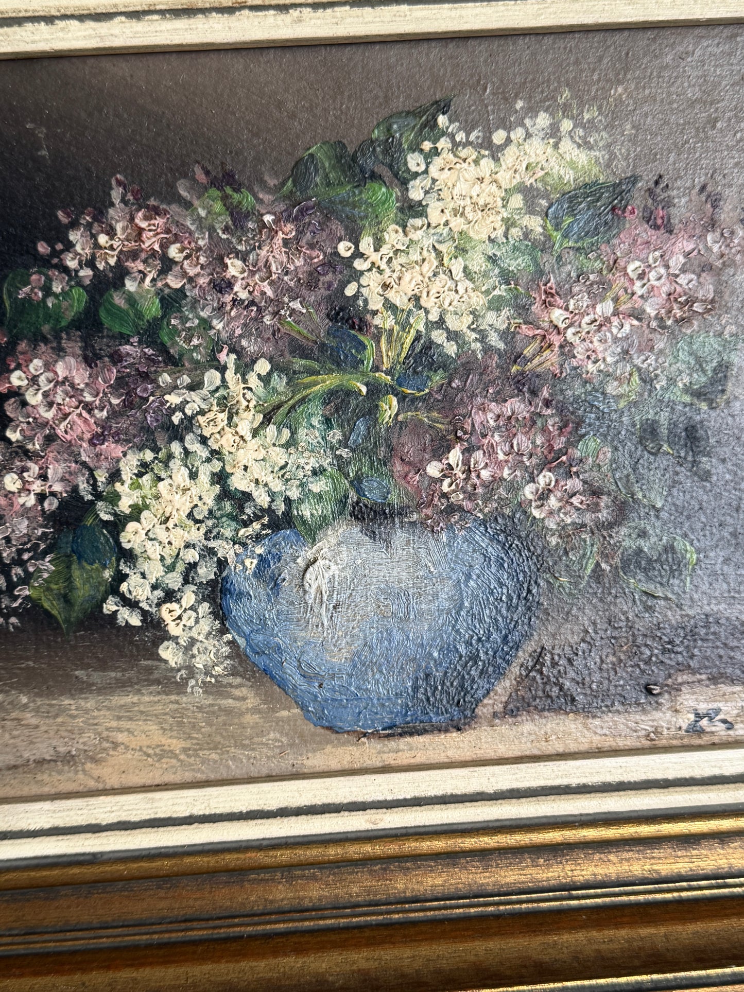 French Signed & Framed Moody Floral Study