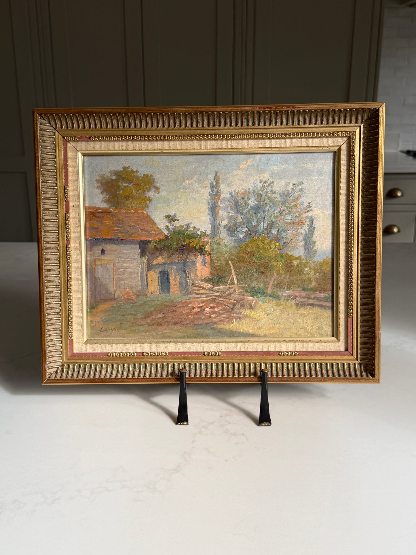 French Signed & Framed Rural Landsape Oil Painting