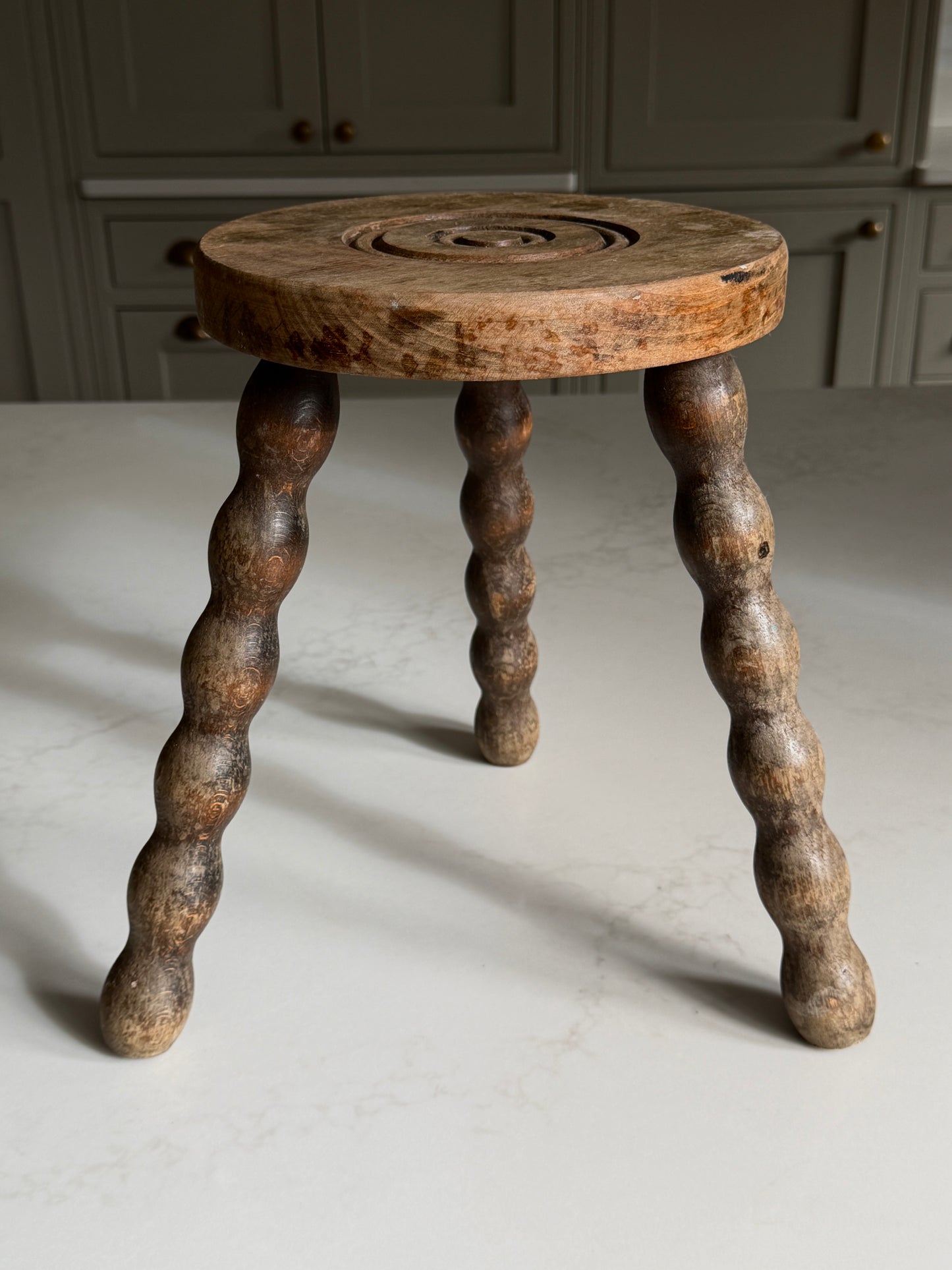 Small Round French Bobbin Milking Stool