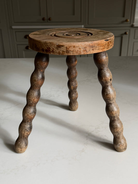 Small Round French Bobbin Milking Stool