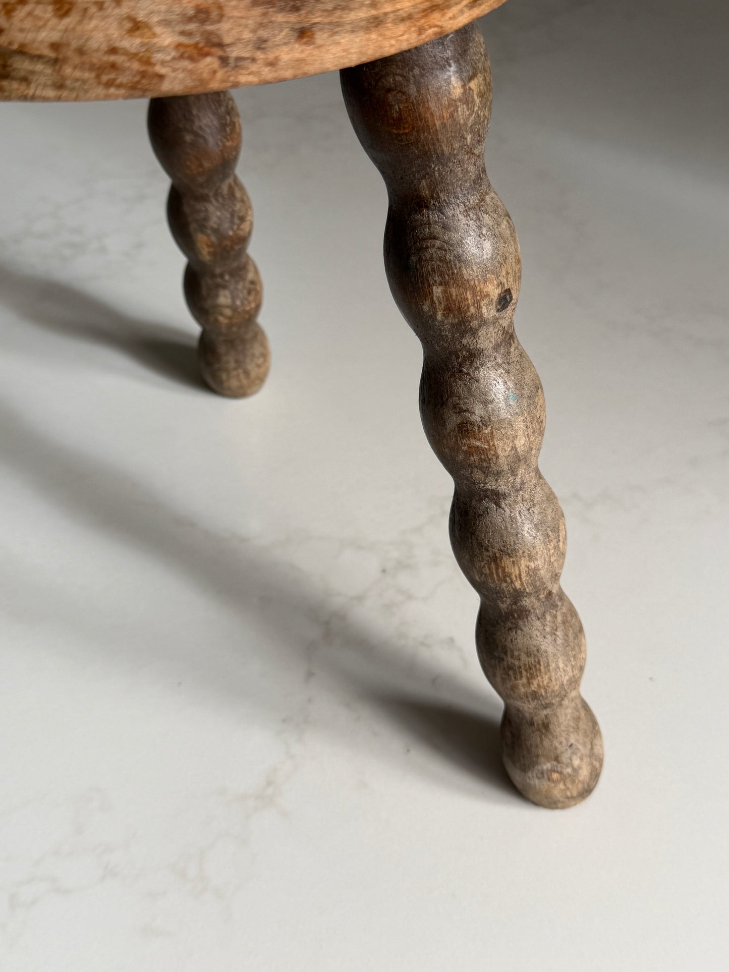 Small Round French Bobbin Milking Stool