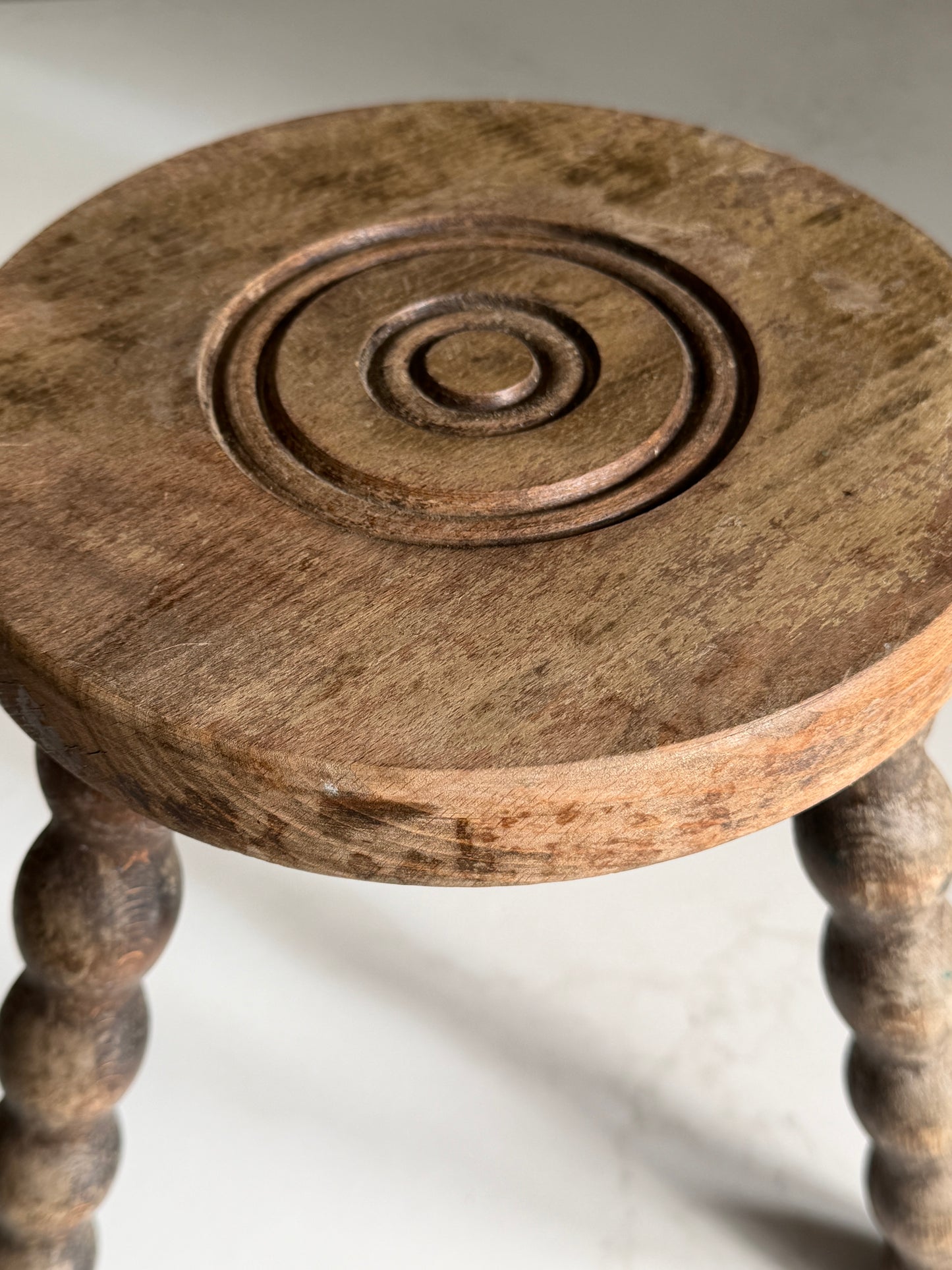 Small Round French Bobbin Milking Stool