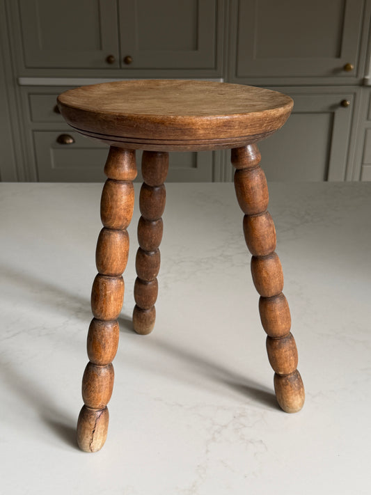 Small Round French Elongated Bobbin Milking Stool