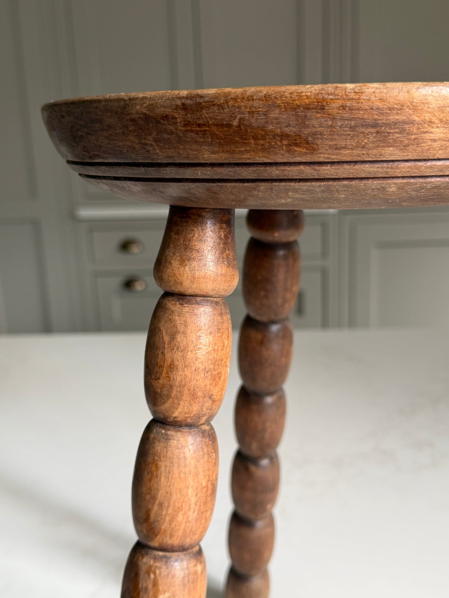 Small Round French Elongated Bobbin Milking Stool
