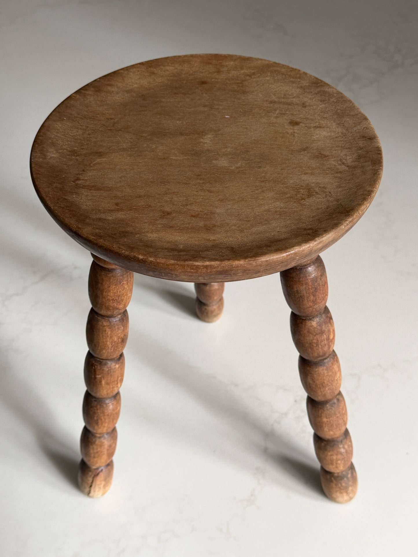 Small Round French Elongated Bobbin Milking Stool
