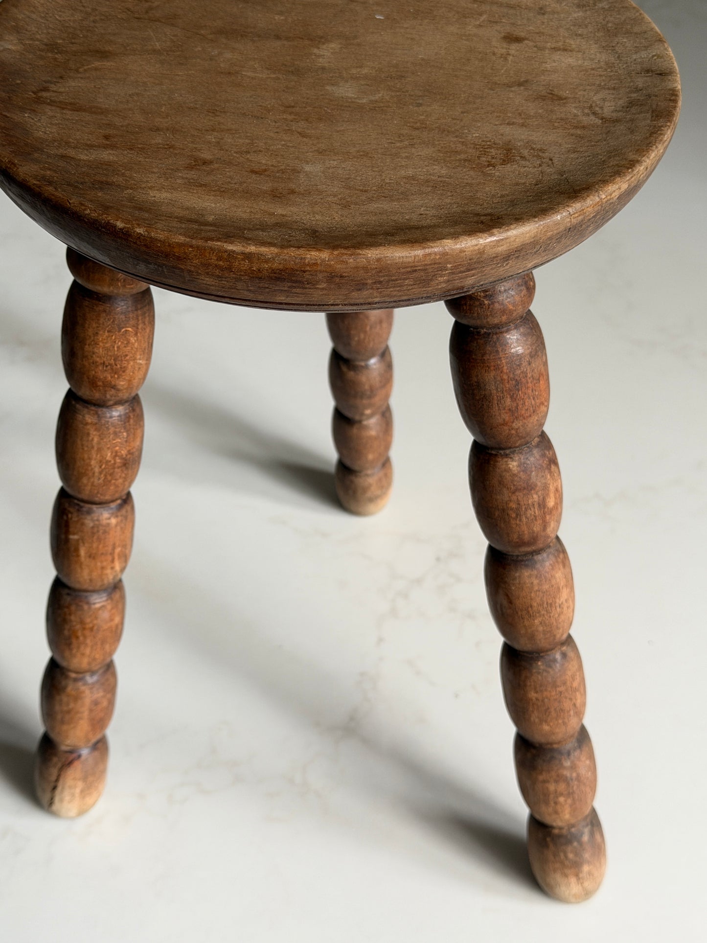 Small Round French Elongated Bobbin Milking Stool
