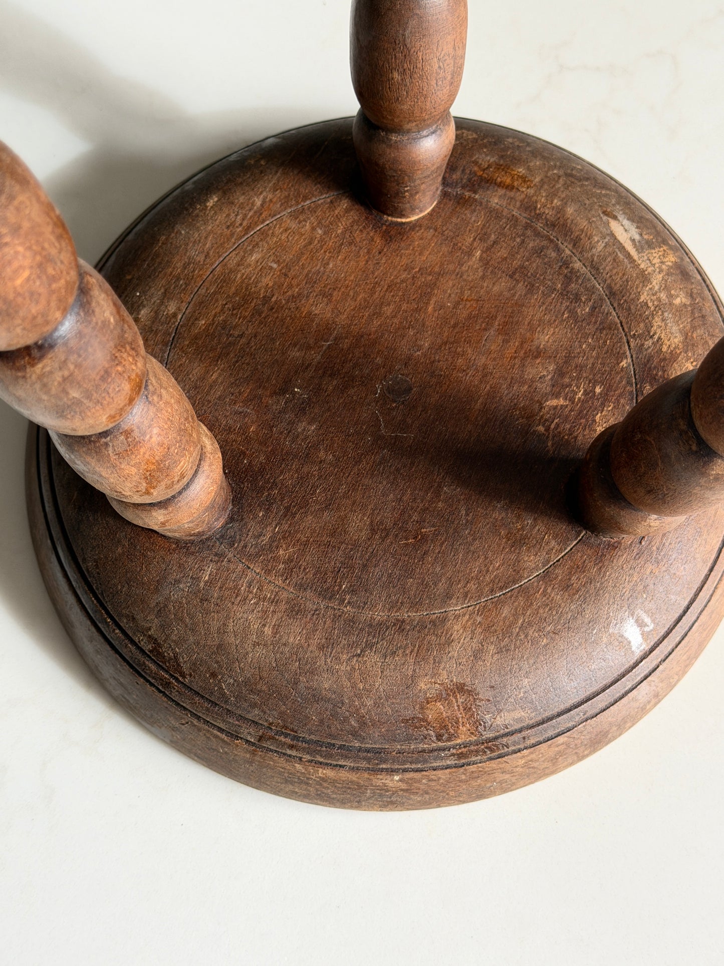 Small Round French Elongated Bobbin Milking Stool