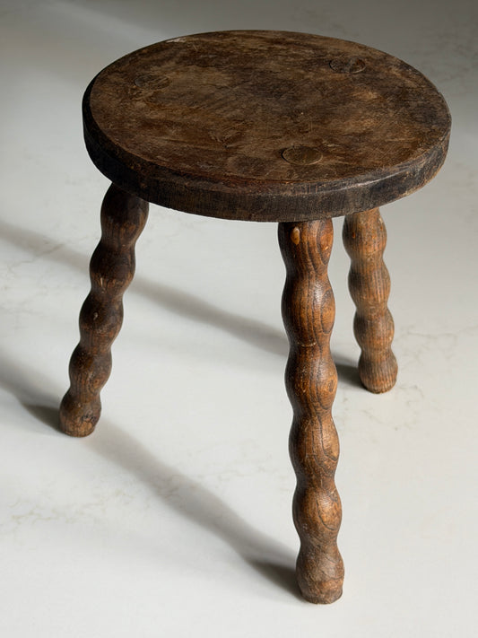 Small Round French Bobbin Milking Stool