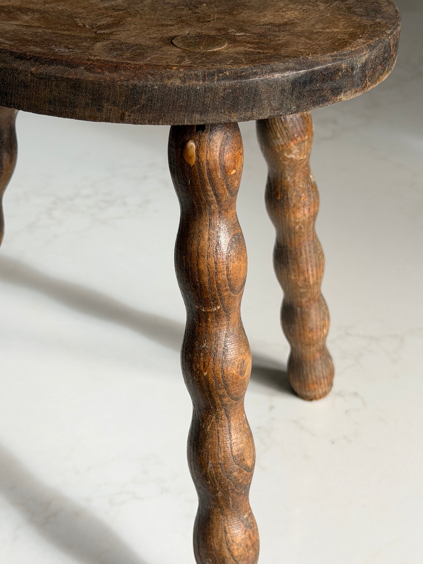 Small Round French Bobbin Milking Stool