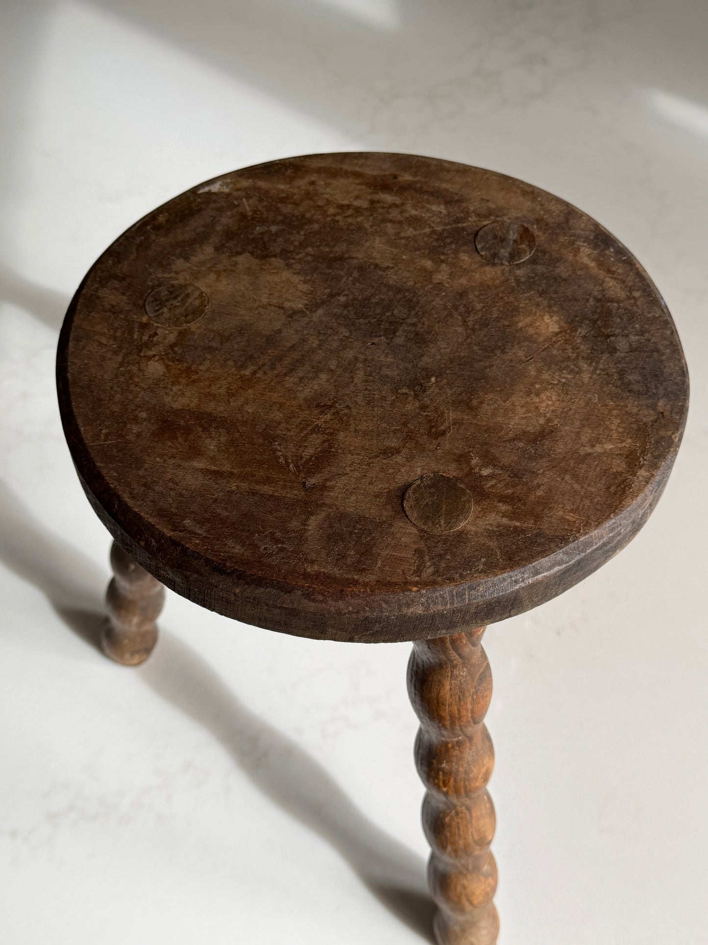 Small Round French Bobbin Milking Stool