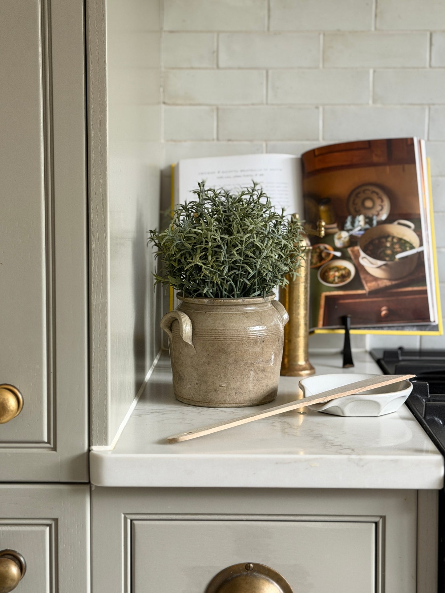 Mottled Khaki Mini French Confit Pot