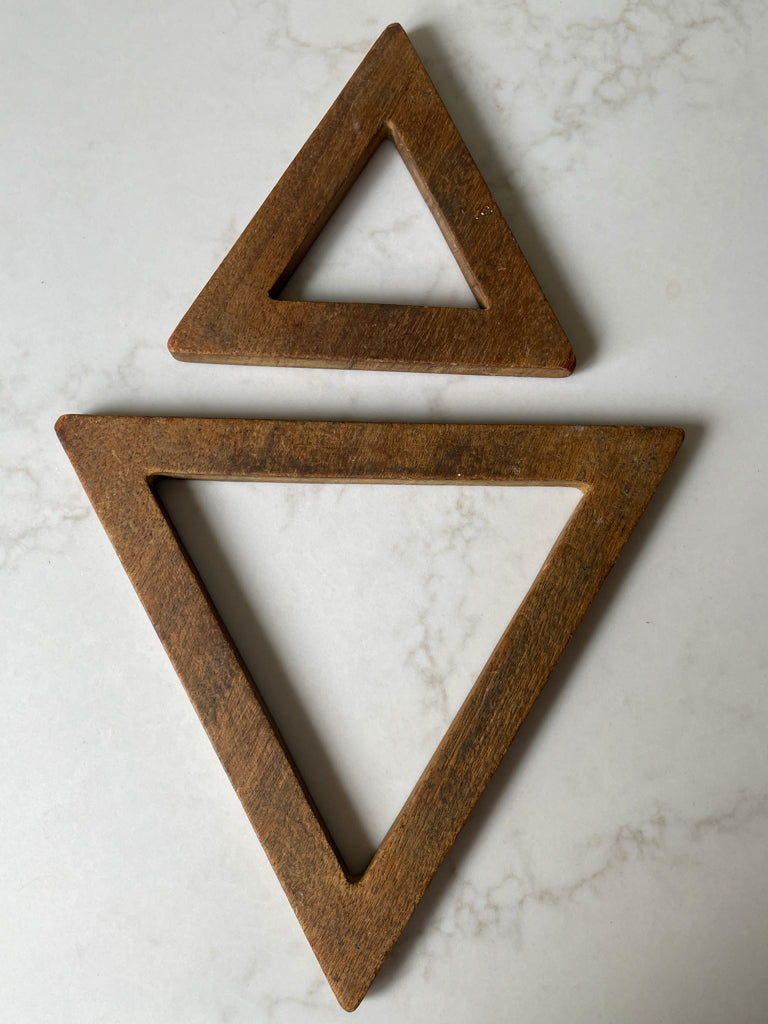 Vintage Wooden Triangle Trivet Set (Set of 2)
