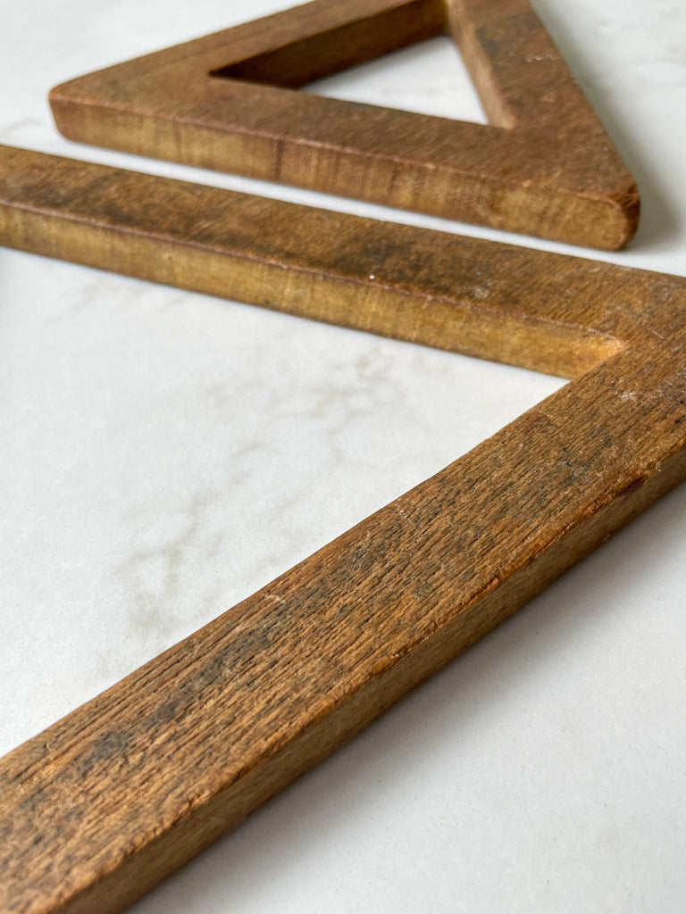 Vintage Wooden Triangle Trivet Set (Set of 2)