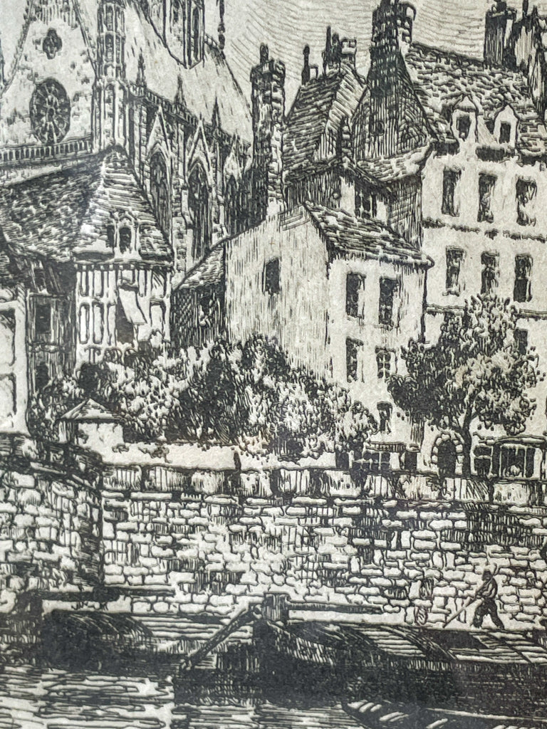 Vintage Framed Etching of Paris La Sainte Chapelle