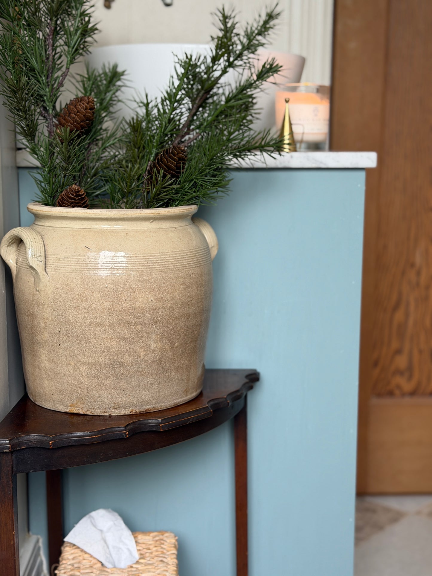 Large Brown Mottled French Confit Pot