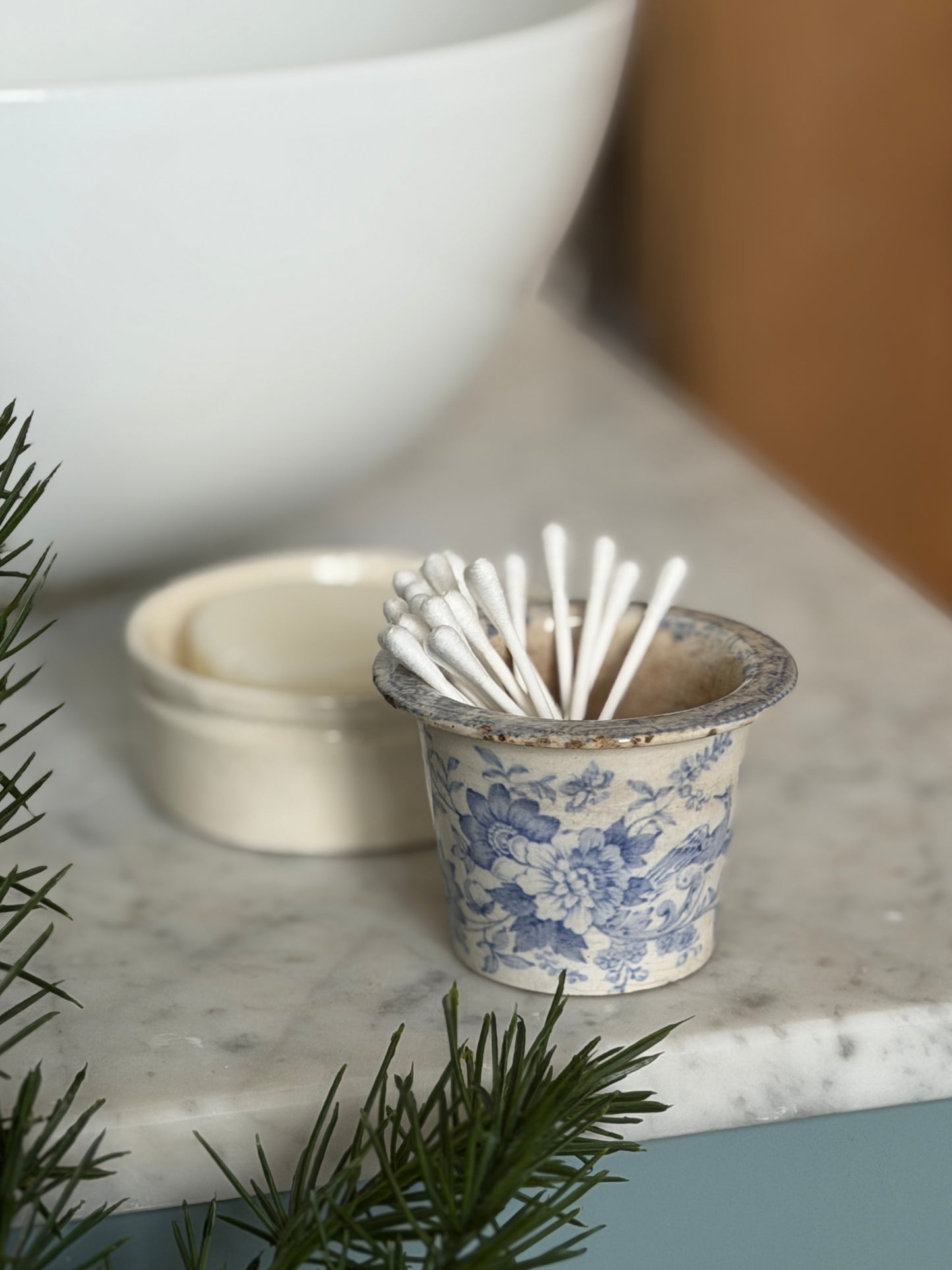 XS Blue & White Floral Ceramic Pot