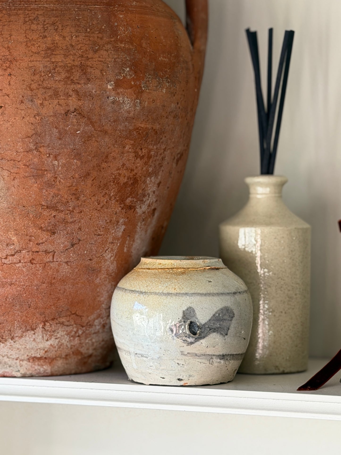 Small Navy-Slate Painted Ginger Jar